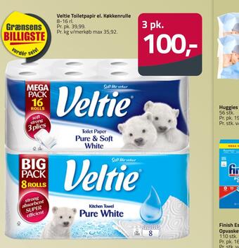 Fleggaard Veltie toiletpapir el. køkkenrulle tilbud