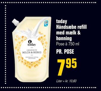 Otto Duborg Today håndsæbe refill med mælk & honning tilbud