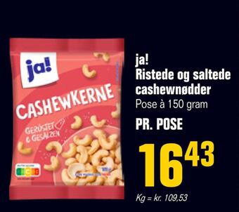 Otto Duborg Ja! ristede og saltede cashewnødder tilbud