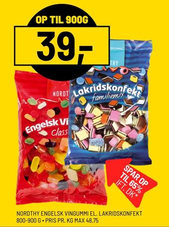 Priss Nordthy engelsk vingummi el. lakridskonfekt tilbud