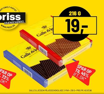 Priss Galle & jessen pålægschokolade 2-pak tilbud