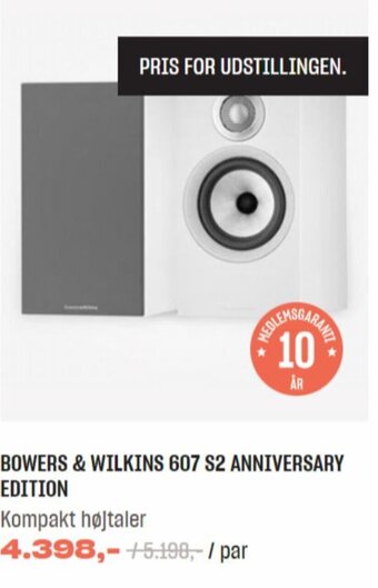 Hi-Fi Klubben BOWERS & WILKINS 607 S2 ANNIVERSARY EDITION Kompakt højtaler tilbud
