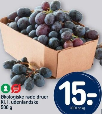 REMA 1000 Økologiske røde druer KI. I, udenlandske tilbud