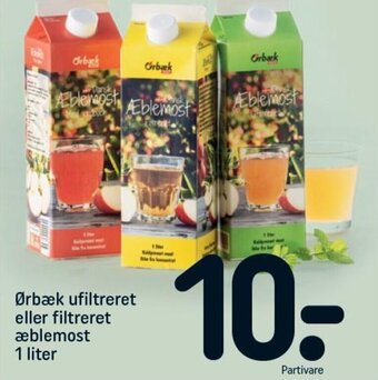 Ørbæk ufiltreret eller filtreret æblemost 1 liter