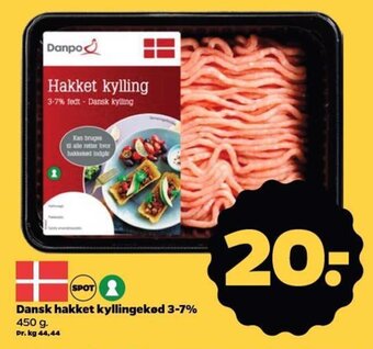Netto Dansk hakket kyllingekød 3-7% tilbud