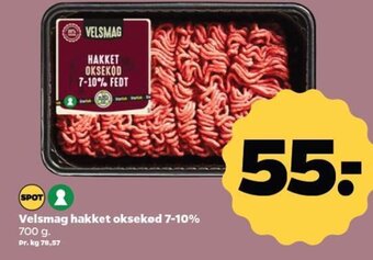 Netto Velsmag hakket oksekød 7-10% 700 g. tilbud
