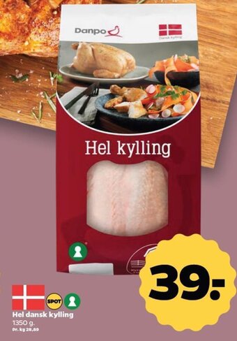 Netto Hel dansk kylling 1350 g tilbud