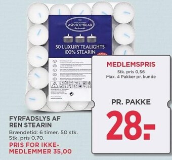 Fyrfadslys af ren stearin