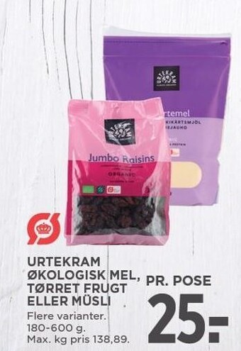 MENY Urtekram økologisk mel, tørret frugt eller musli tilbud