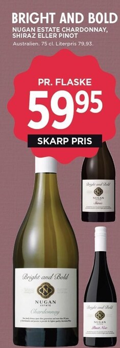 MENY Nugan estate chardonnay, shiraz eller pinot tilbud