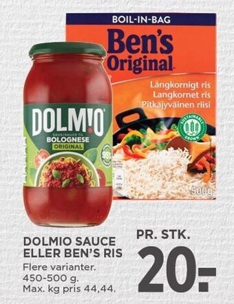 MENY Dolmio sauce eller ben´s ris tilbud