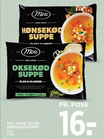 Mou okse- eller hønsekødsuppe