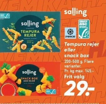 Tempura rejer eller snack box