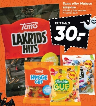 Bilka Toms eller malaco slikpose tilbud