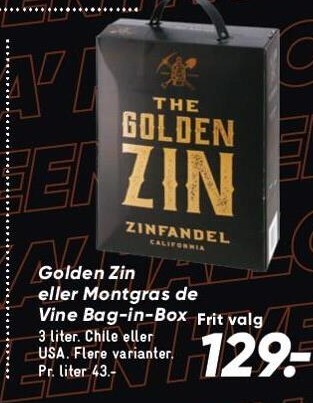 Bilka Golden zin eller montgras de vine bag-in-box tilbud