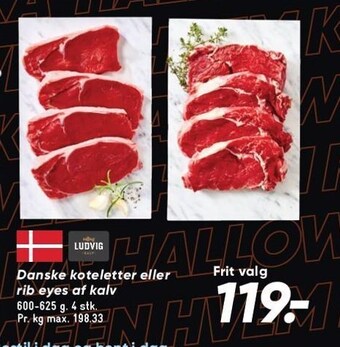 Bilka Danske koteletter eller rib eyes af kalv tilbud