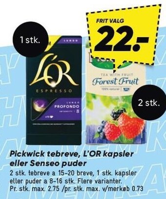 Bilka Pickwick tebreve. l'or kapsler eller senseo puder tilbud