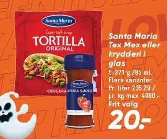 Bilka Santa maria tex mex eller krydderi i glas tilbud