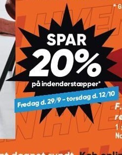 Bilka Spar 20% på indendørstæpper tilbud