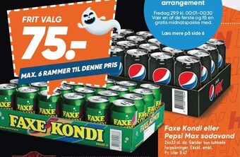 Bilka Faxe kondi eller pepsi max sodavand tilbud