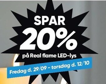 Bilka Spar 20% på real flame led-lys tilbud