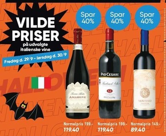 Bilka Vilde priser på udvalgte italienske vine tilbud