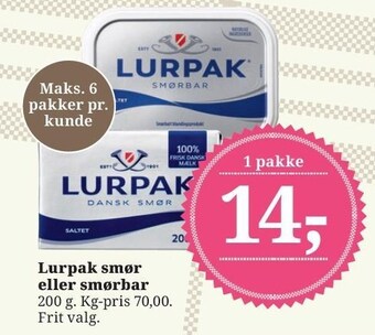Dagli'Brugsen Lurpak smør eller smørbar tilbud