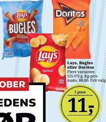 Dagli'Brugsen Lays, bugles eller doritos tilbud