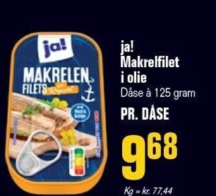 Poetzsch Padborg Ja! makrelfilet i olie tilbud