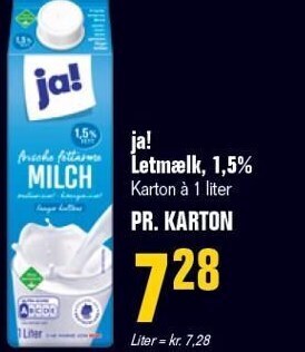 Poetzsch Padborg Ja! letmælk 1,5 % tilbud