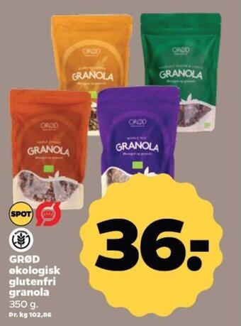 Netto GRØD økologisk glutenfri granola 350 g. tilbud