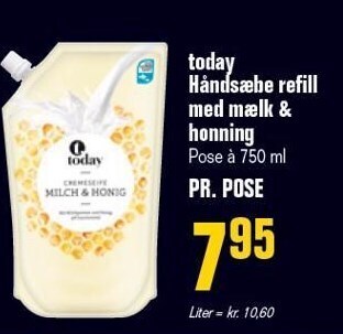 Poetzsch Padborg Today håndsæbe refill med mælk & honning tilbud