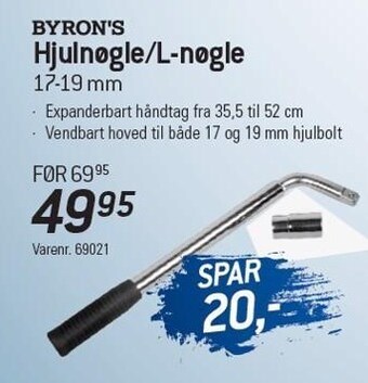 Thansen Byron's hjulnøgle/l-nøgle 17-19 mm tilbud