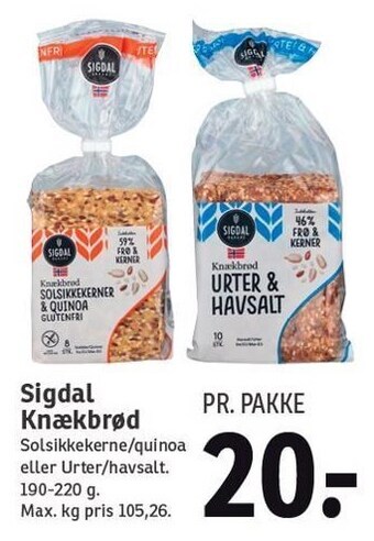 SPAR Sigdal knækbrød tilbud