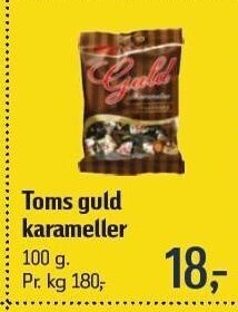Føtex Toms guld karameller 100 g tilbud