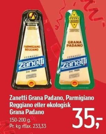 Zanetti grana padano, parmigiano reggiano eller økologisk grana padano