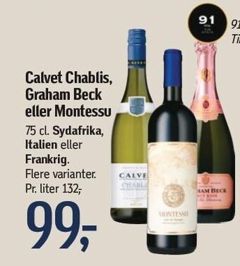 Føtex Calvet chablis, graham beck eller montessu tilbud