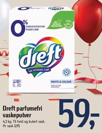 Føtex Dreft parfumefri vaskepulver tilbud