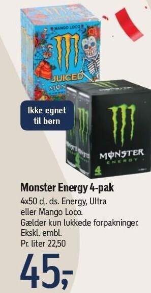 Føtex Monster energy 4-pak tilbud