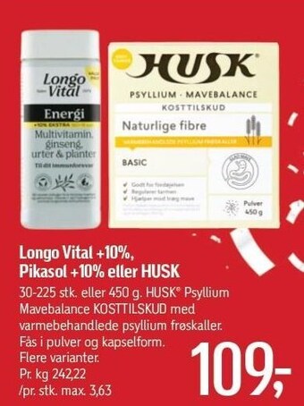 Føtex Longo vital +10%, pikasol +10% eller husk tilbud