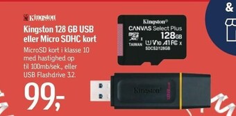 Føtex Kingston 128 gb usb eller micro sdhc kort tilbud