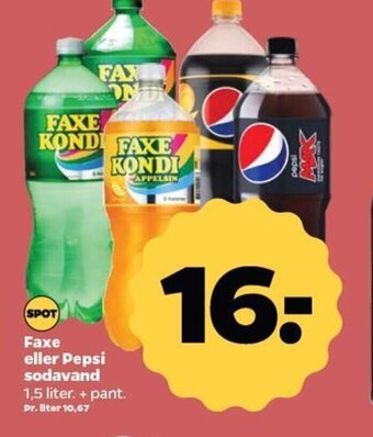 Netto Faxe eller Pepsi sodavand 1,5 liter. tilbud