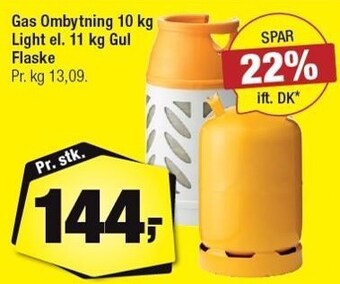 Calle Gas ombytning 10 kg light el. 11kg gul flaske tilbud