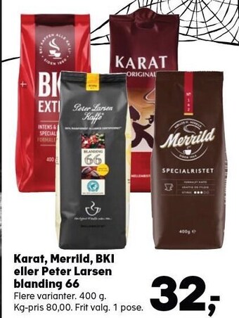 Kvickly Karat, merrild, bki eller peter larsen blanding 66 tilbud
