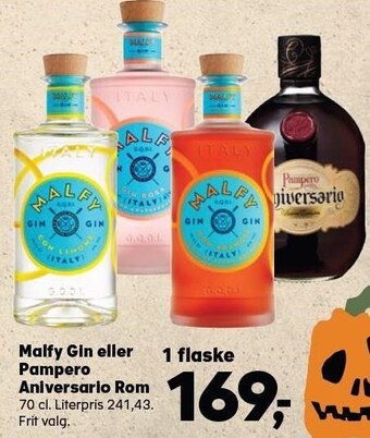 Kvickly Malfy gin eller pampero aniversario rom tilbud
