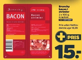 Netto Brunchy bacon i strimler tilbud