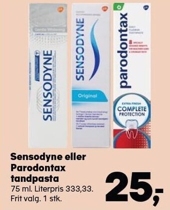 Kvickly Sensodyne eller parodontax tandpasta tilbud