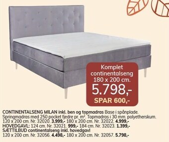 Daells Bolighus Komplet continentalseng tilbud
