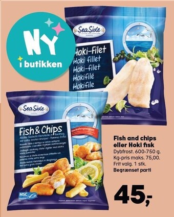 Kvickly Fish and chips eller hoki fisk tilbud