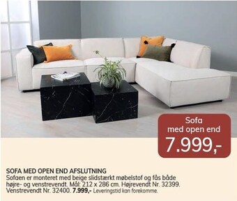 Daells Bolighus Sofa med open end afslutning tilbud